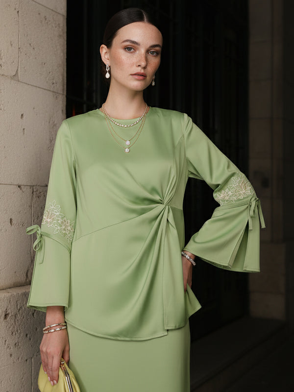 BAJU KURUNG KEDAH MODEN MARIETTE (KELLY GREEN)